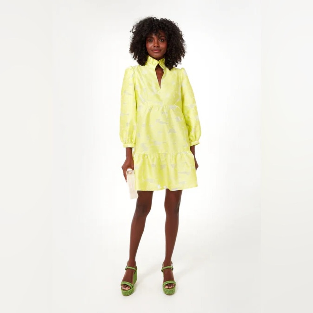 Tuckernuck - Bright Yellow Fill Citron Palmerston Mini Dress w/ Ruffle Collar